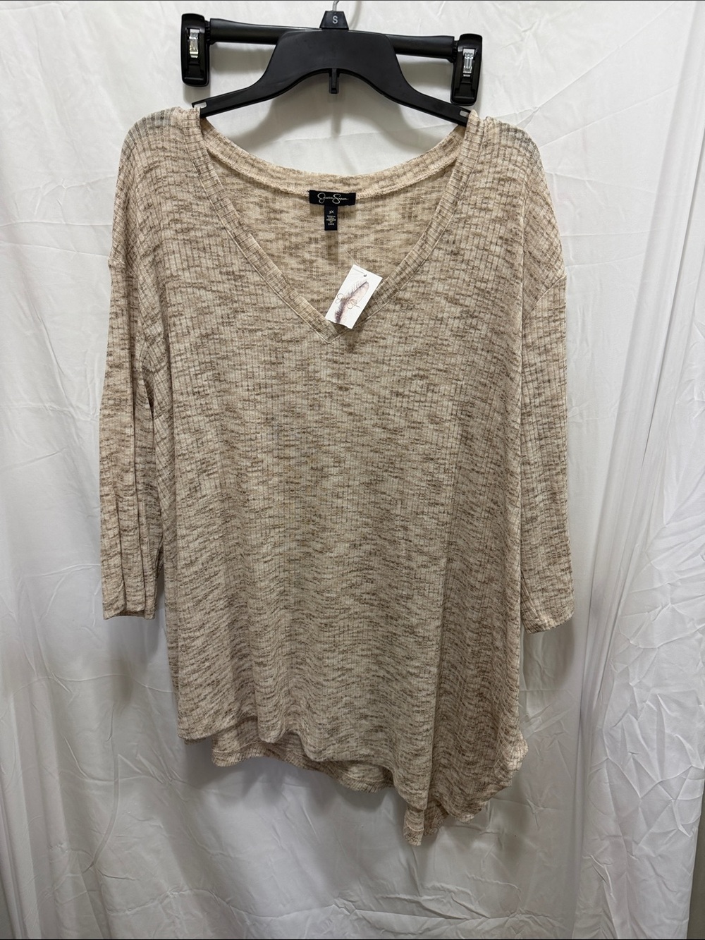 Jessica Simpson Neutral Marled V-Neck Tunic Top